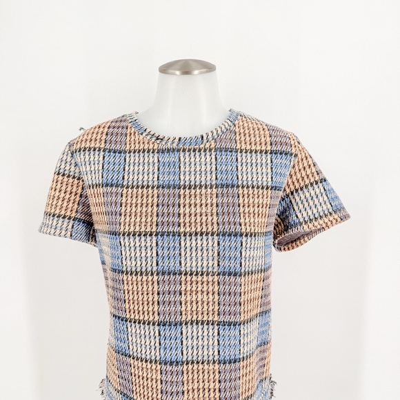 Zara Plaid Dress in Blue and Tan - Picture 2 of 4